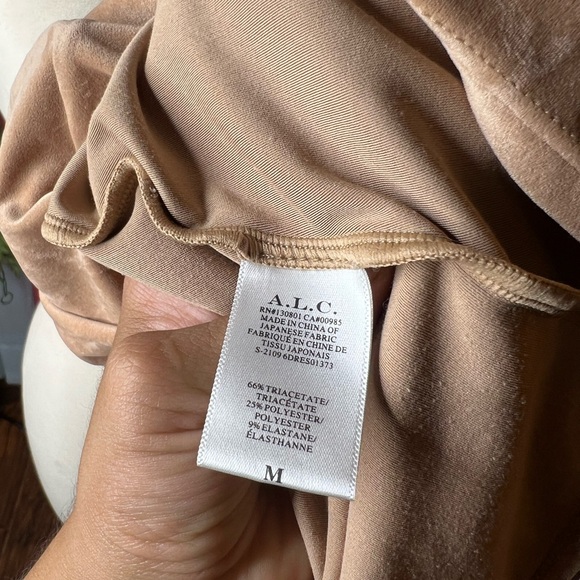 A.L.C. Women's Beige Sand Suede Inez Mock-Neck Midi Dress - Picture 6 of 6